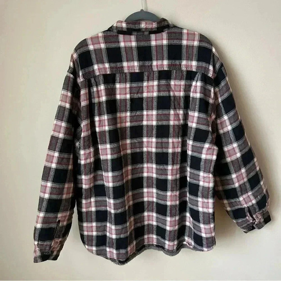 Wrangler Men’s Plaid Sherpa Fleece Lined Button Down Shirt Jacket Shacket 2XL - Picture 5 of 7